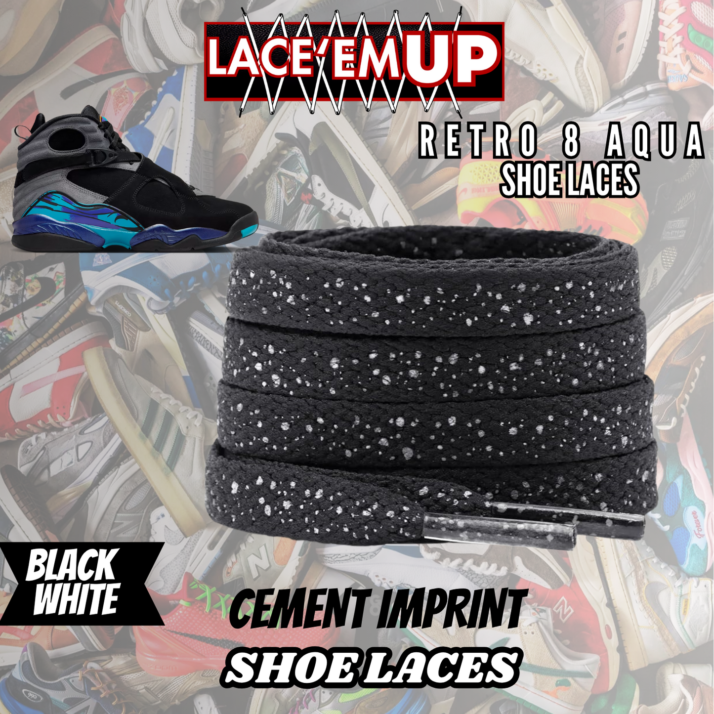 RETRO AQUA 8'S Shoe Laces replacement for jordan RETRO 8 AQUA LACES