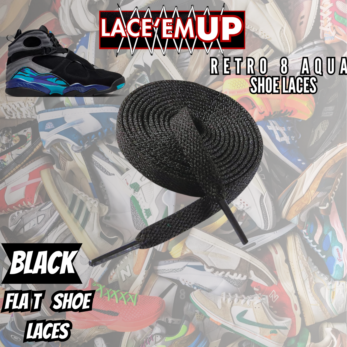 RETRO AQUA 8'S Shoe Laces replacement for jordan RETRO 8 AQUA LACES