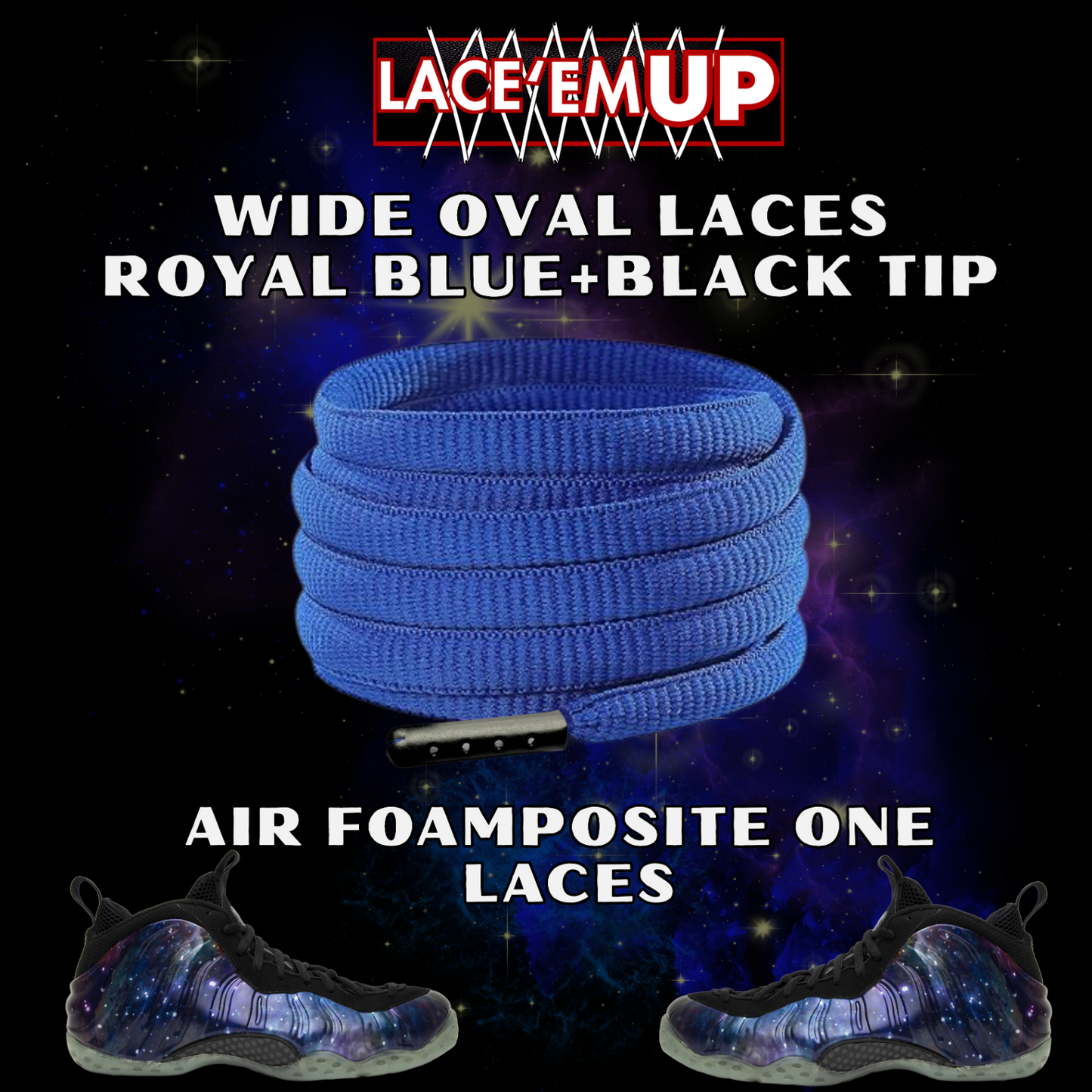 Foamposite Galaxy Wide Oval Laces Replacement Oval Shoe with color tips-PREMIUM