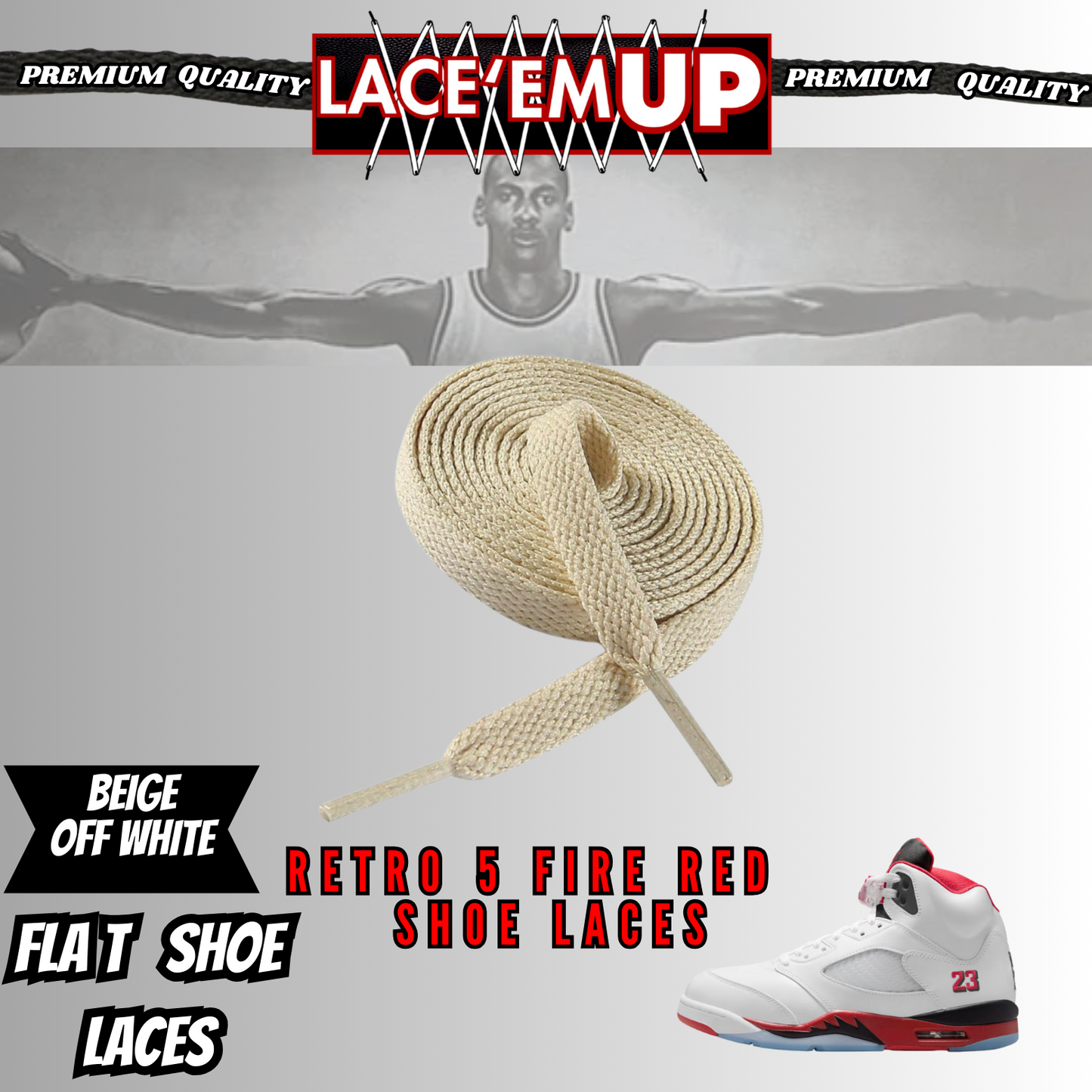 Retro 5 Fire Red Shoe Laces Spotted Splatter Cement , AJ 5 FIRE RED SHOE LACES