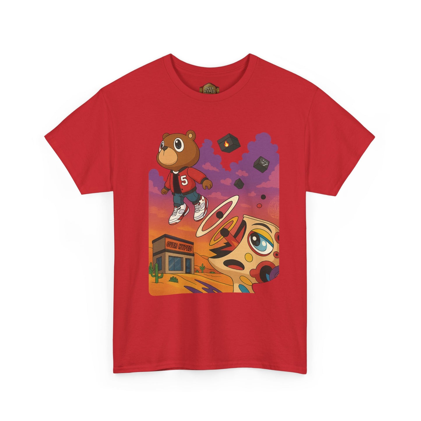 Retro 5 Fire Red "BLACK TONGUE" Shirt- FIRE GRADUATION  AJ FIRE RED
