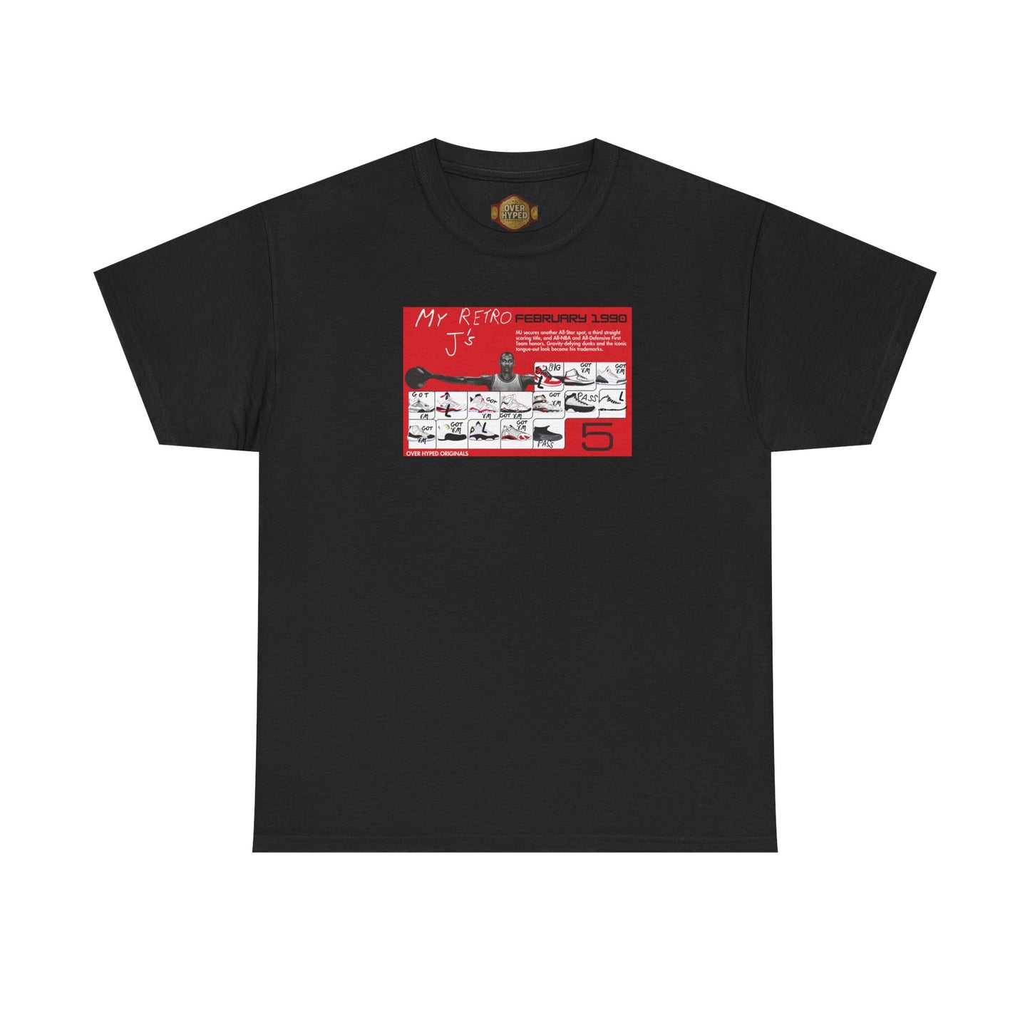 Retro 5 Fire Red "BLACK TONGUE" Shirt- -RETRO CARD