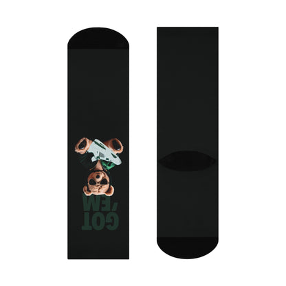 Retro 4 Oxidized Green Got Em Bear Socks