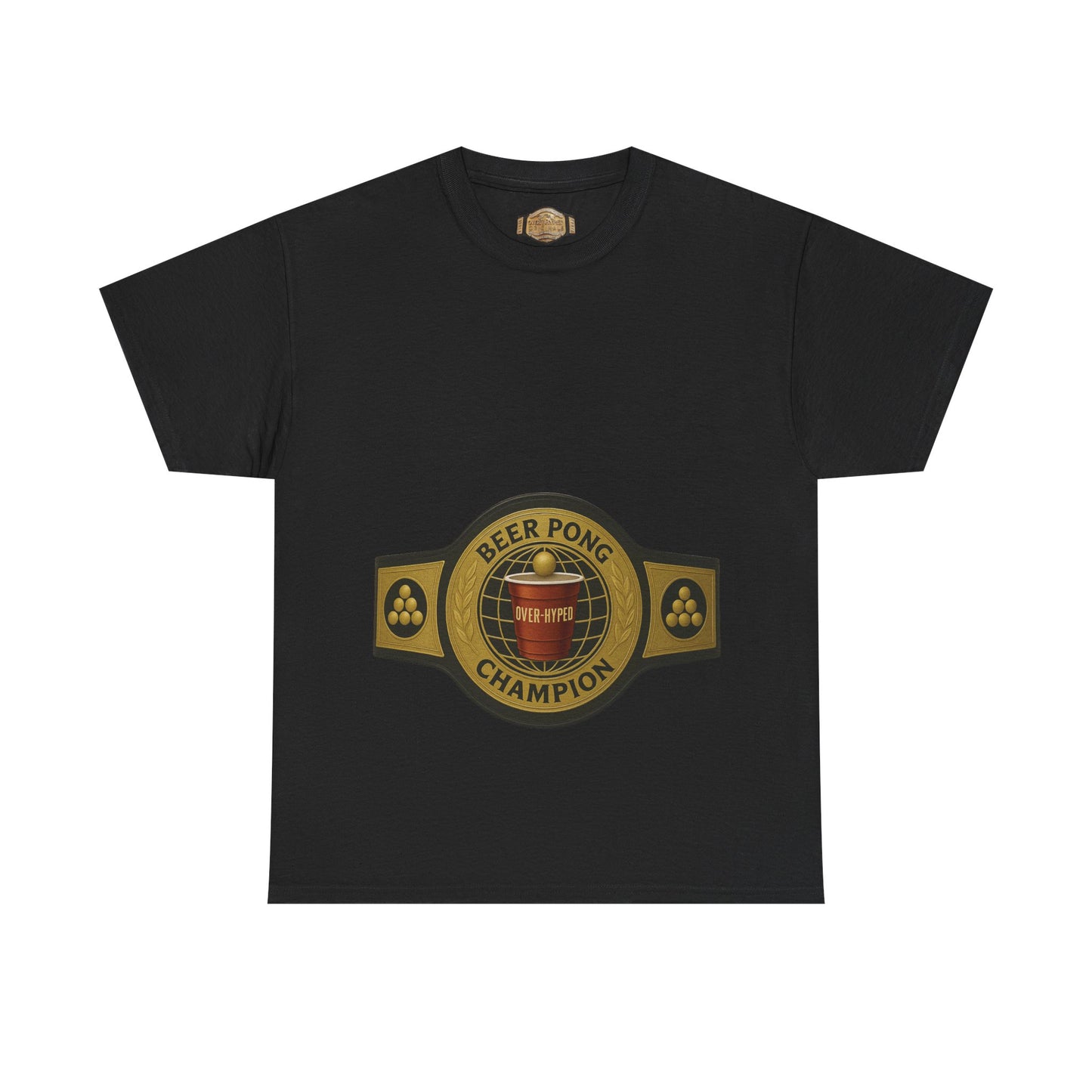 Over-Hyped Beer Pong Champion Black/Gold Shirt – Streetwear Gym Tee for Sneakerheads & Party Kings