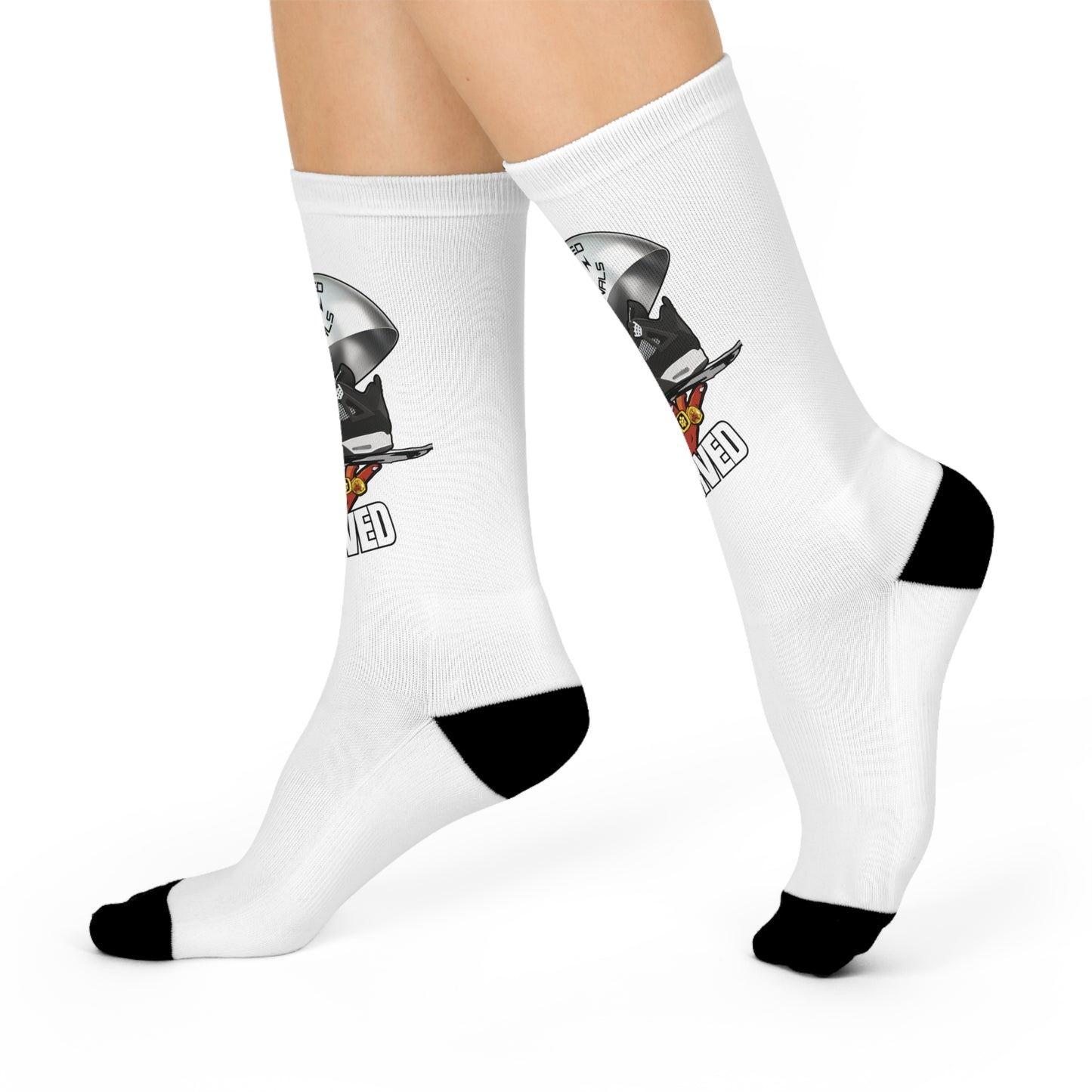 Retro 4 White THunder  Freshly Served Socks
