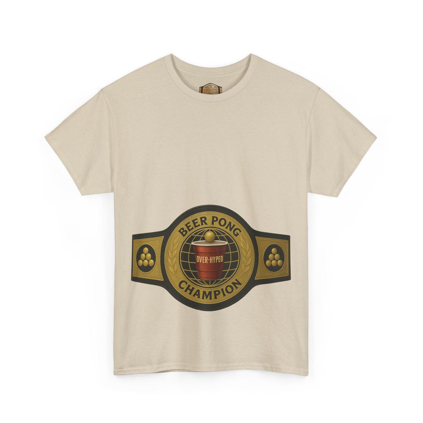 Over-Hyped Beer Pong Champion Black/Gold Shirt – Streetwear Gym Tee for Sneakerheads & Party Kings