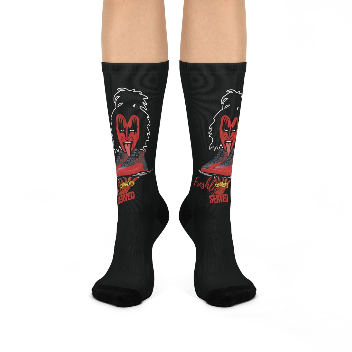 Retro 12 Flu Game socks  Freshly Served- by Over-Hyped