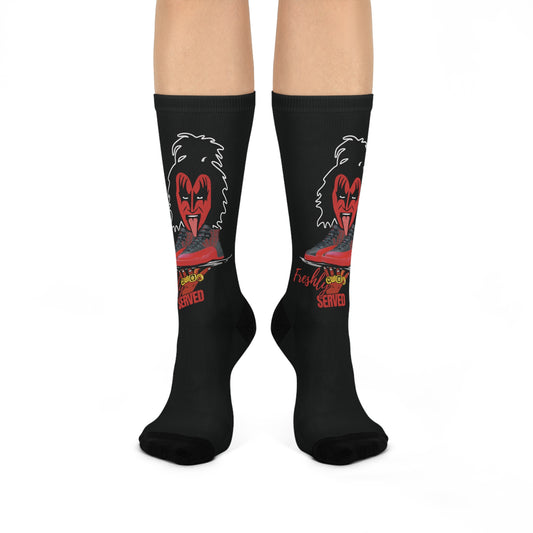 Retro 12 Flu Game socks  Freshly Served- by Over-Hyped