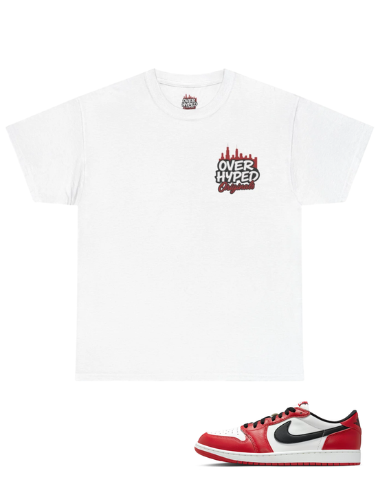 Over Hyped Originals - Retro 1 Low Og Chicago shirt- OVER HYPED CHICAGO LOGO