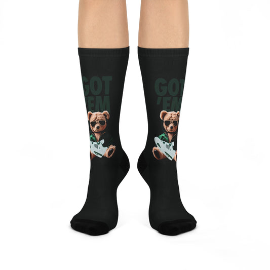 Retro 4 Oxidized Green Got Em Bear Socks