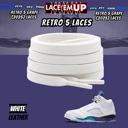 Retro 5  Grape Shoe Laces Cement replacement for AJ 5 reimagined