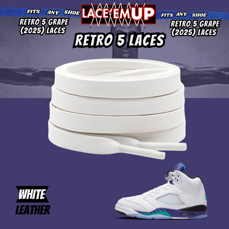 Retro 5  Grape Shoe Laces Cement replacement for AJ 5 reimagined
