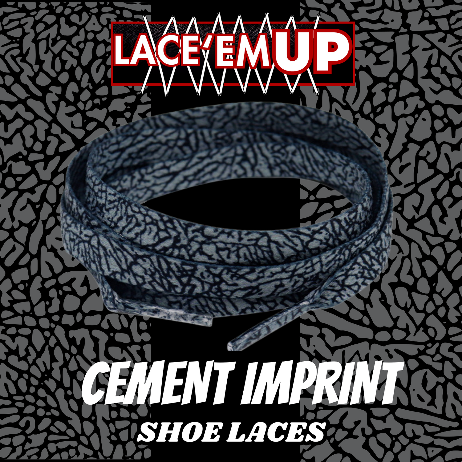 CEMENT Flat Shoe Laces Spotted Splatter Cement AJ3 AJ4 CUSTOM Tips. ELEPHANT LAC