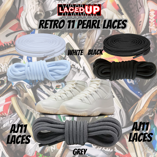 Retro 11 PEARL Premium Replacement Rope Round Shoe Laces, AJ 11 LACES