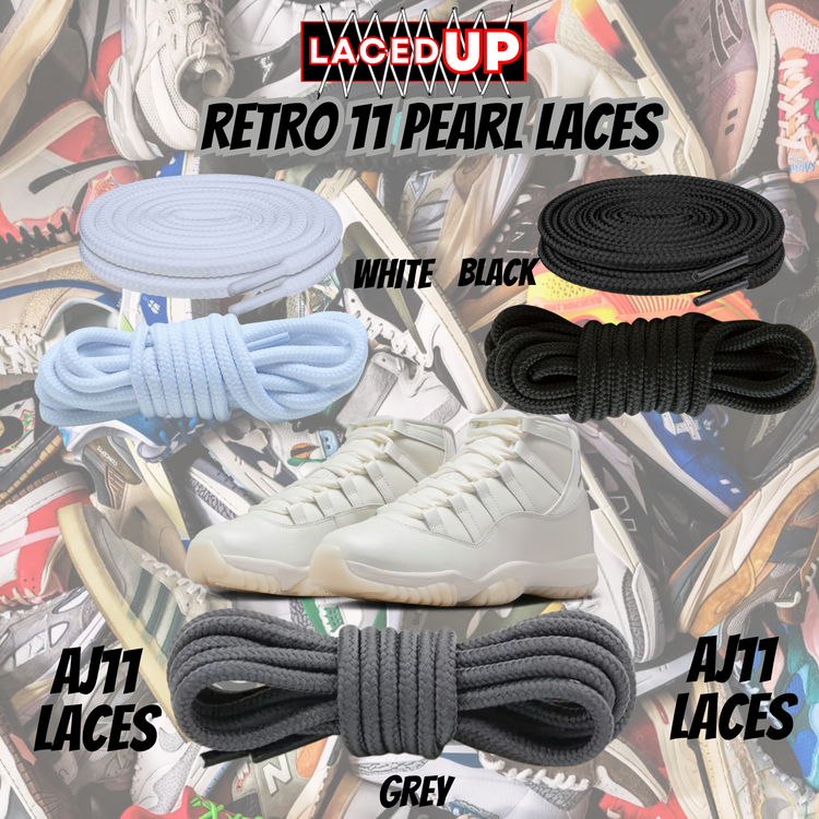 Retro 11 PEARL Premium Replacement Rope Round Shoe Laces, AJ 11 LACES