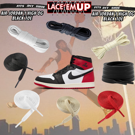 BLACK TOE Shoe Laces Cement replacement for jordan 1  OG BLACK TOE LACES