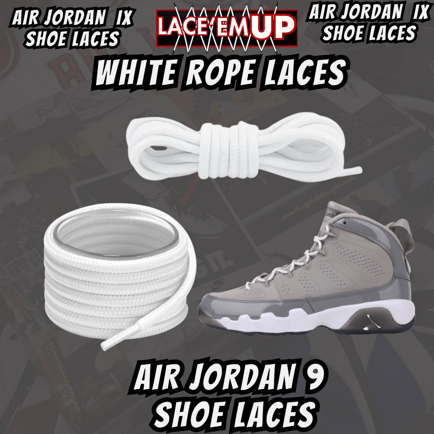 Air Jordan 9 AJ9 Premium Replacement Rope Round Shoe Laces