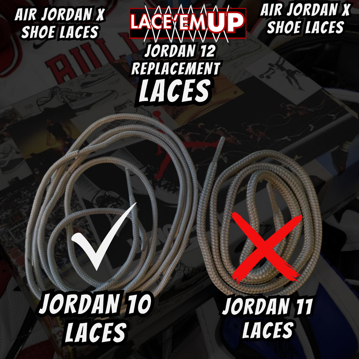 Air Jordan 10 AJ10 Premium Replacement Rope Round Shoe Laces