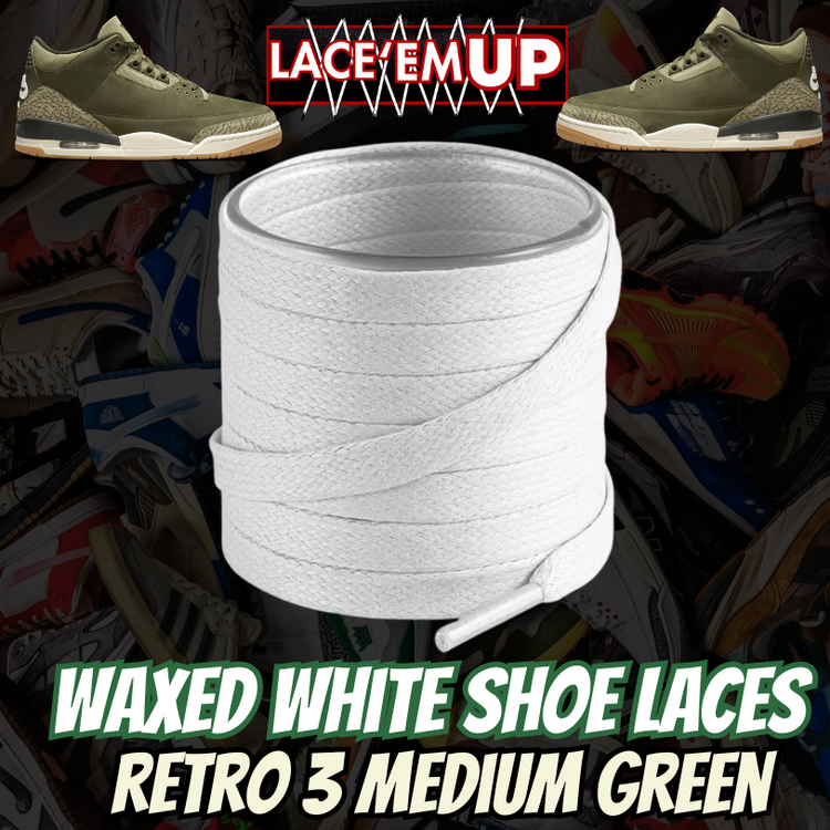Retro 3 Medium Green Shoe Laces replacement, sneaker shoe laces. aj3,aj4,AJ12