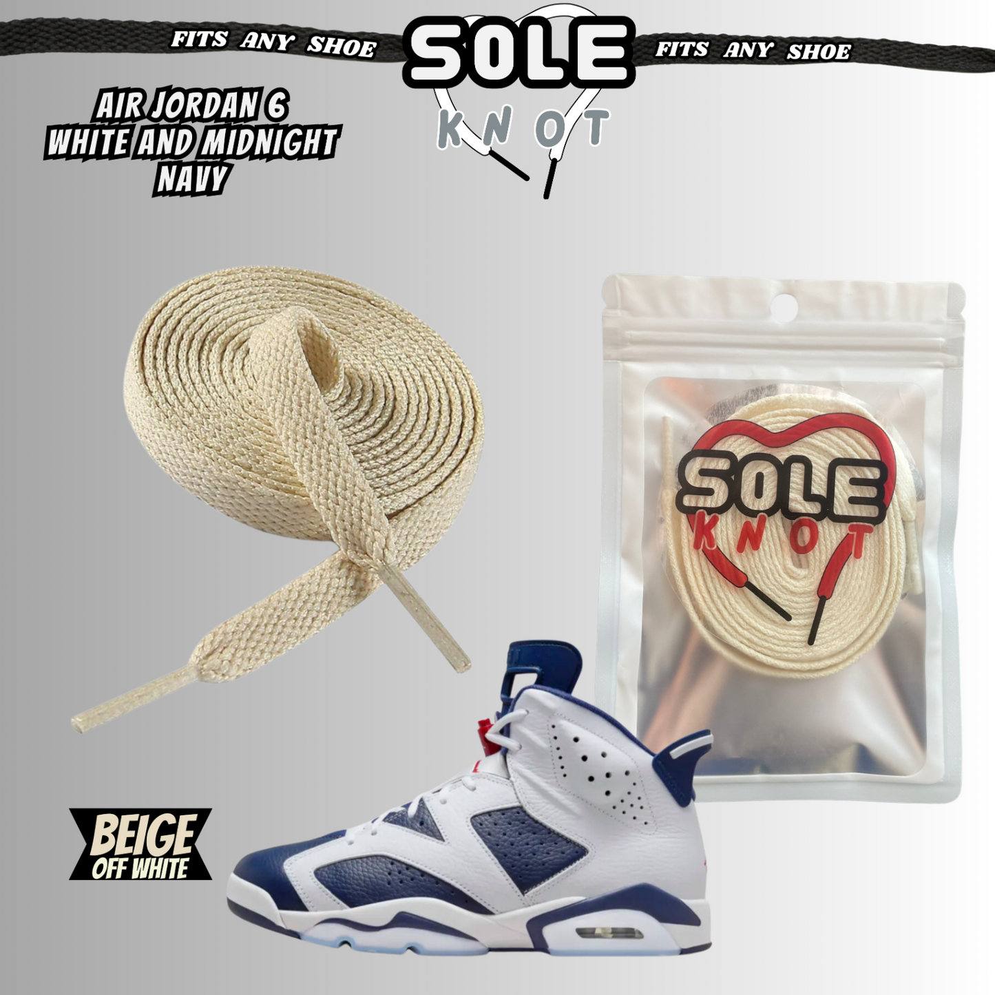 PREMIUM SHOE LACES TO MATCH AIR JORDAN 6 WHITE AND NAVY BLUE ,AJ CONVERSE