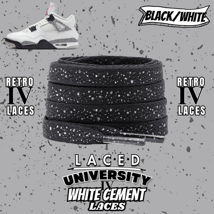 Retro 4 White Cement Laces Spotted Splatter Cement replacement-Retro 4 Shoe Lace