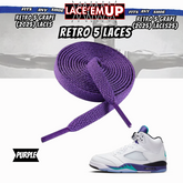 Retro 5  Grape Shoe Laces Cement replacement for AJ 5 reimagined