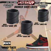 "Banned" Flat Shoe Laces replacement for jordan 1  OG BLACK TOE LACES