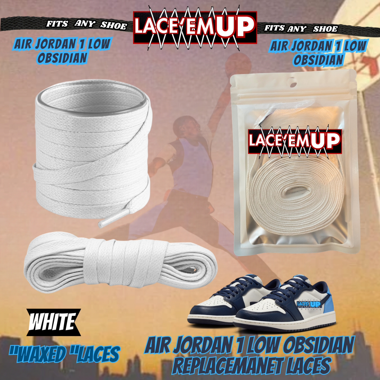AJ 1 OBSIDIAN Shoe Laces replacement for jordan 1  OG, UNC LACES, NAVY BLUE LACE