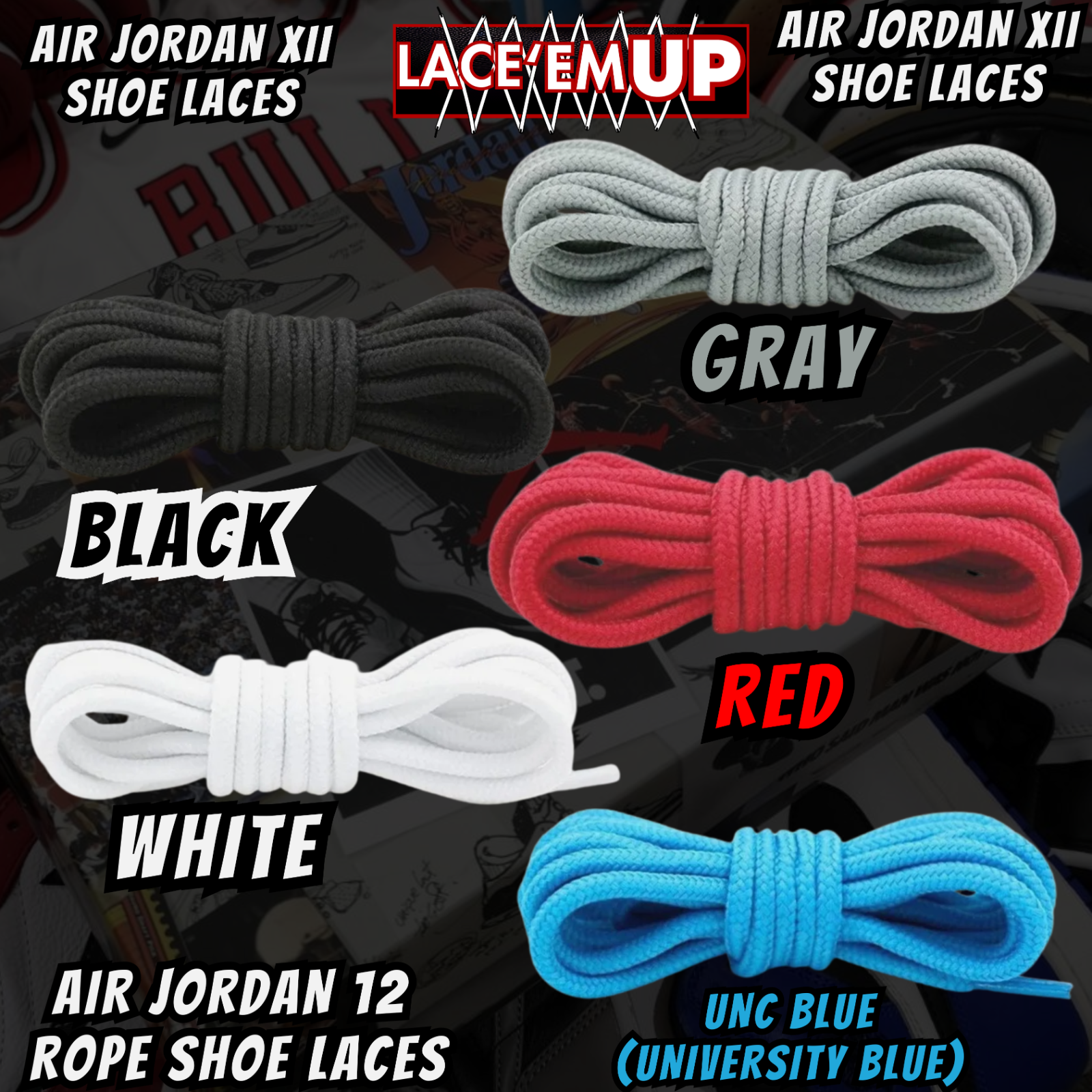 Air Jordan 12 AJ12 Premium Replacement Rope Round Shoe Laces