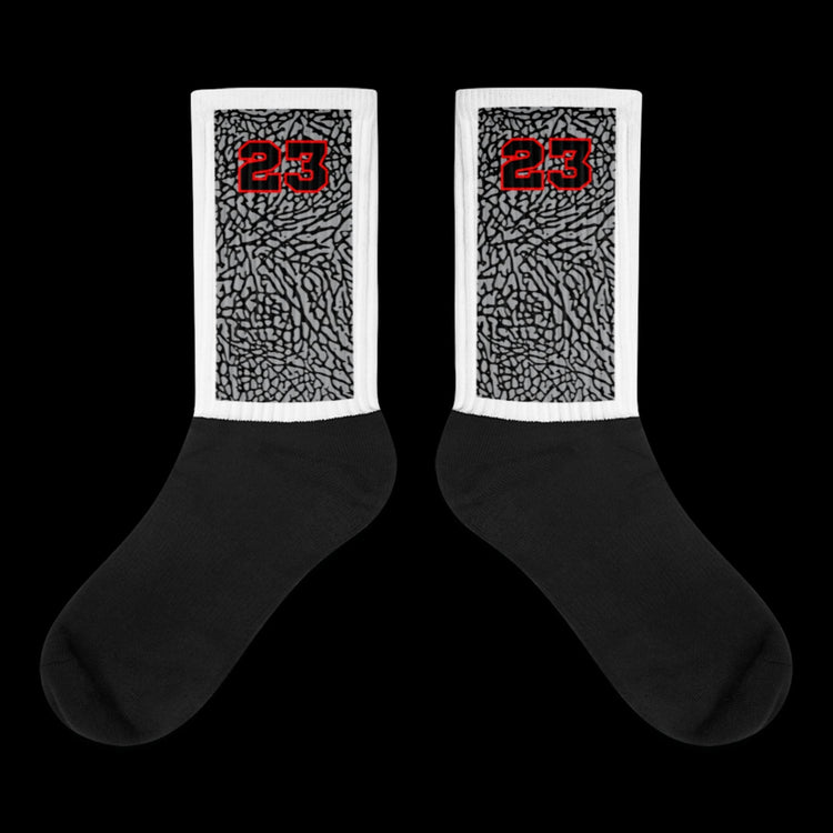 SOCKS TO MATCH Retro 3 BLACK CEMENT SNEAKERS BY OVERHYPED