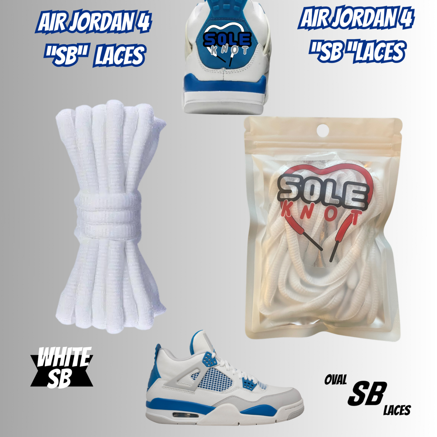 PREMIUM SHOELACES FOR For Air AJ Jordan 4 IV Industrial Military Blue