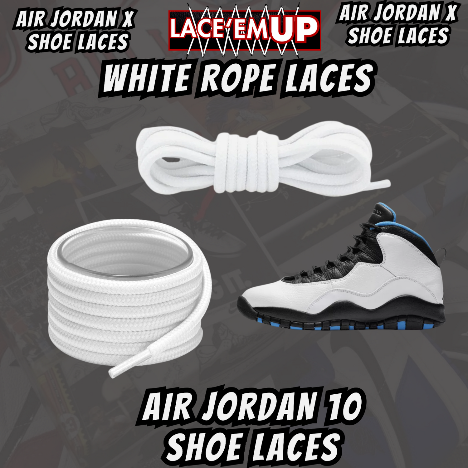 Air Jordan 10 AJ10 Premium Replacement Rope Round Shoe Laces
