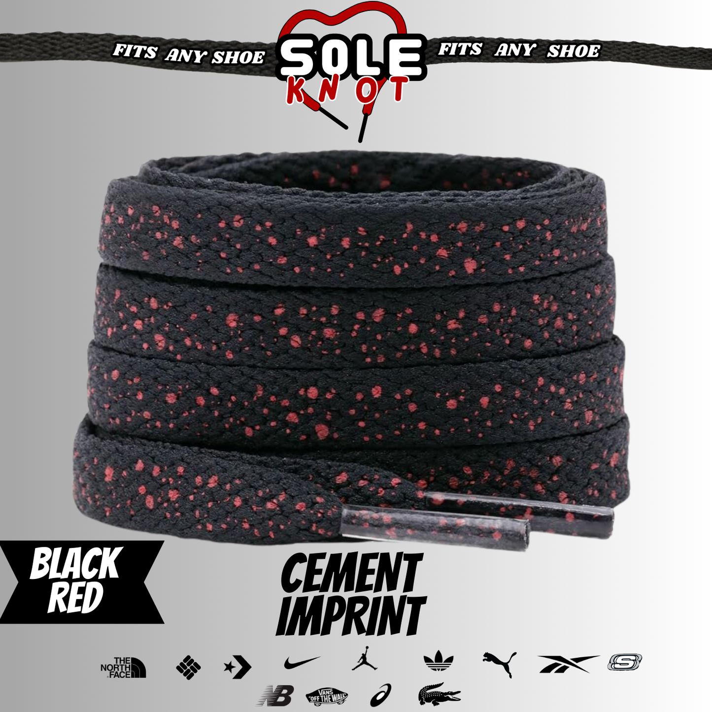 SOLE KNOT- CEMENT Flat Shoe Laces Spotted Splatter Cement AJ3 AJ4 Colored Tips