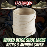 Retro 3 Medium Green Shoe Laces replacement, sneaker shoe laces. aj3,aj4,AJ12