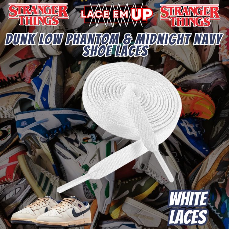 Dunk Low Phantom & Midnight navy Shoe Laces Spotted Splatter Cement replacement