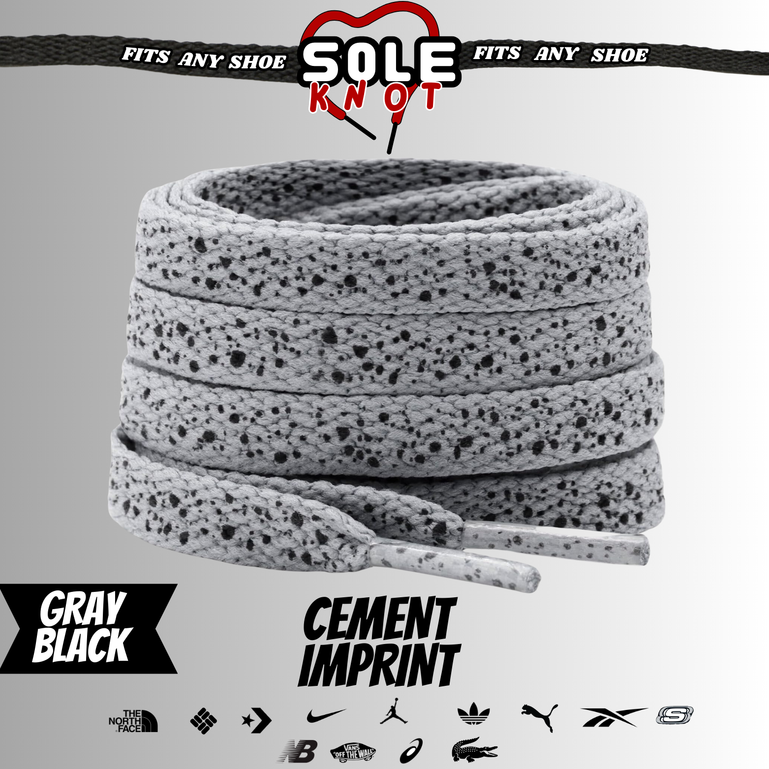 SOLE KNOT- CEMENT Flat Shoe Laces Spotted Splatter Cement AJ3 AJ4 Colored Tips