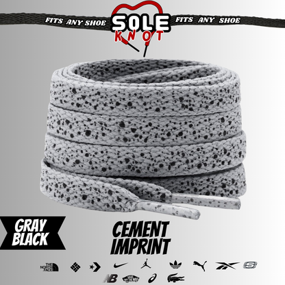 SOLE KNOT- CEMENT Flat Shoe Laces Spotted Splatter Cement AJ3 AJ4 Colored Tips