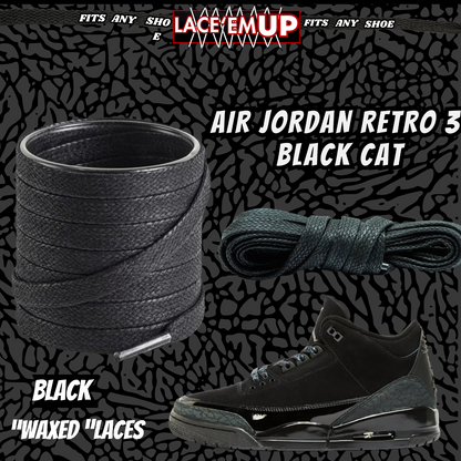 BLACK CAT Shoe Laces Spotted Splatter Cement replacement for jordan 3 black cats