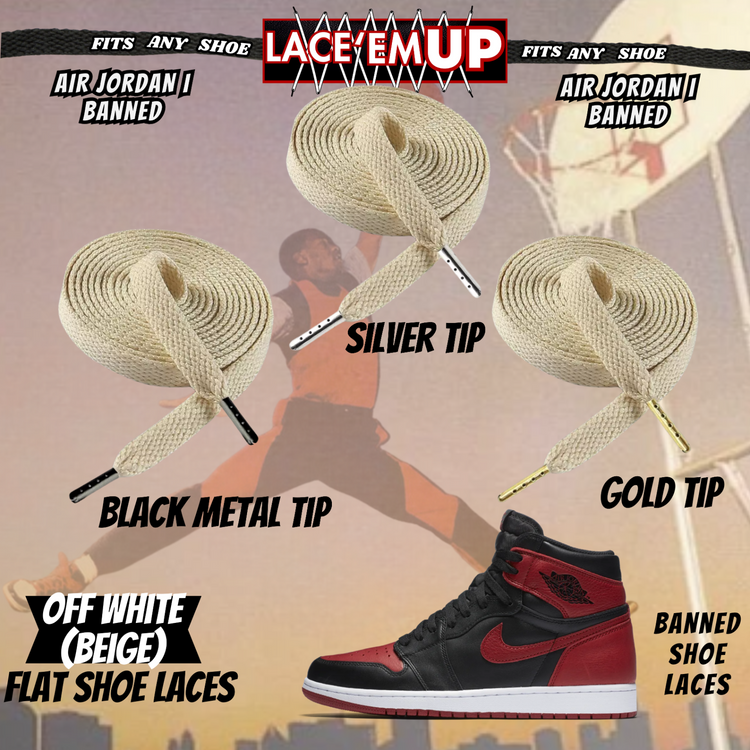 "Banned" Flat Shoe Laces replacement for jordan 1  OG BLACK TOE LACES