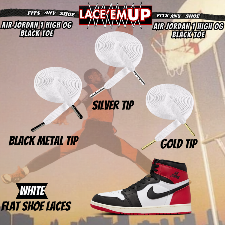 BLACK TOE Shoe Laces Cement replacement for jordan 1  OG BLACK TOE LACES