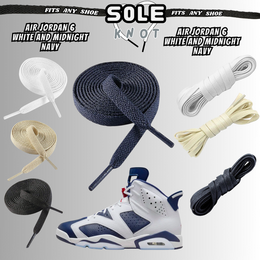 PREMIUM SHOE LACES TO MATCH AIR JORDAN 6 WHITE AND NAVY BLUE ,AJ CONVERSE