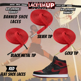 "Banned" Flat Shoe Laces replacement for jordan 1  OG BLACK TOE LACES