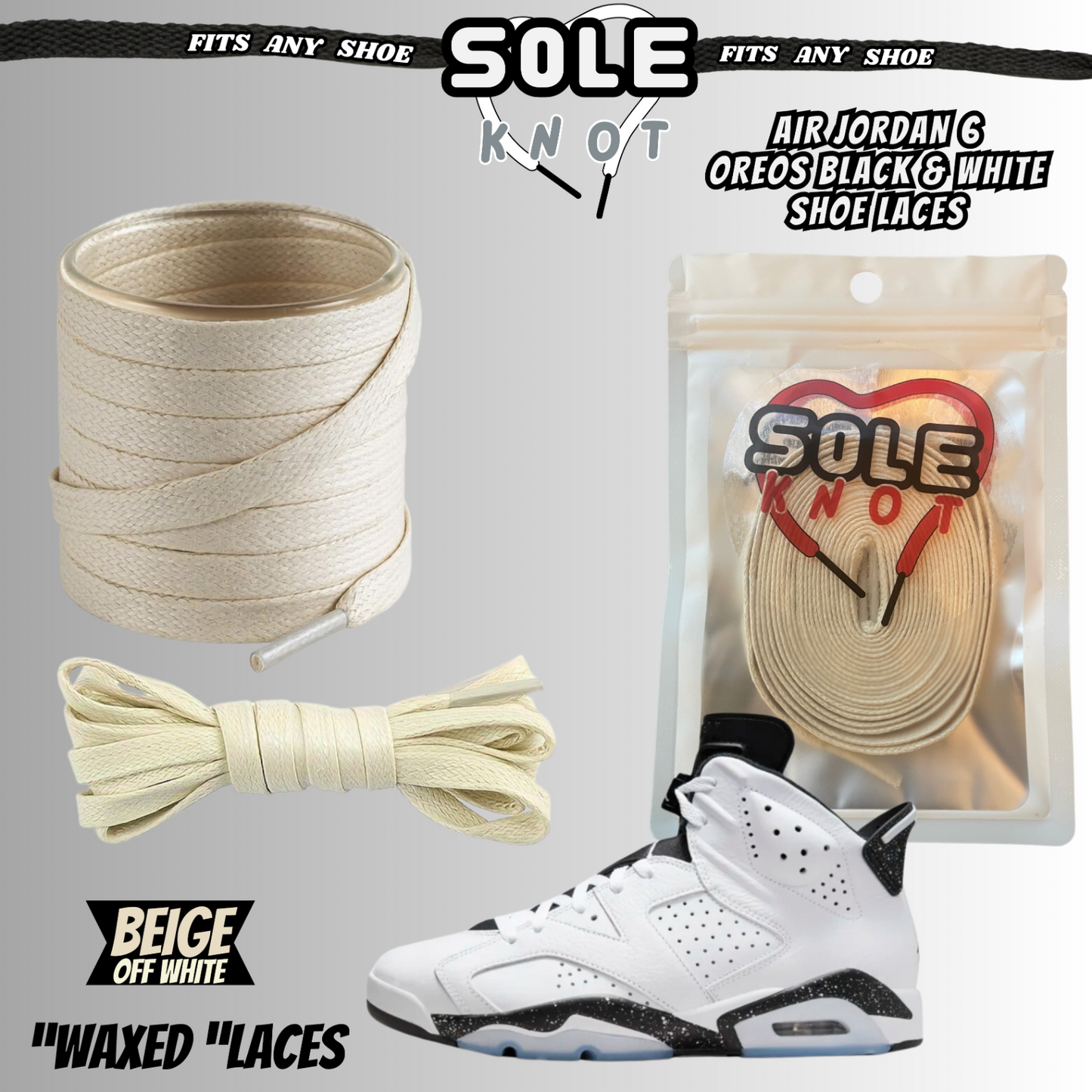 PREMIUM SHOE LACES TO MATCH AIR JORDAN 6 OREOS BLACK & WHITE,AJ CONVERSE