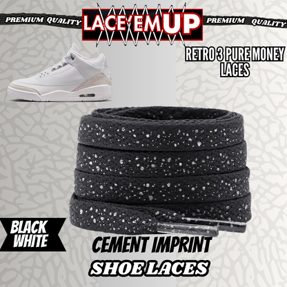 Retro 3 Pure Money Shoe Laces Spotted Splatter Cement replacement, Elephant lace