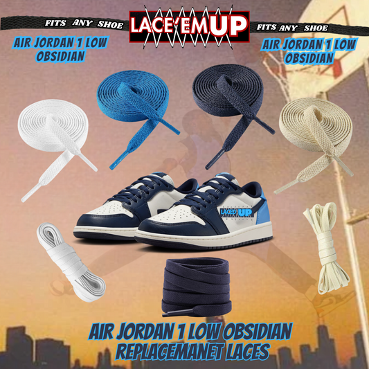 AJ 1 OBSIDIAN Shoe Laces replacement for jordan 1  OG, UNC LACES, NAVY BLUE LACE