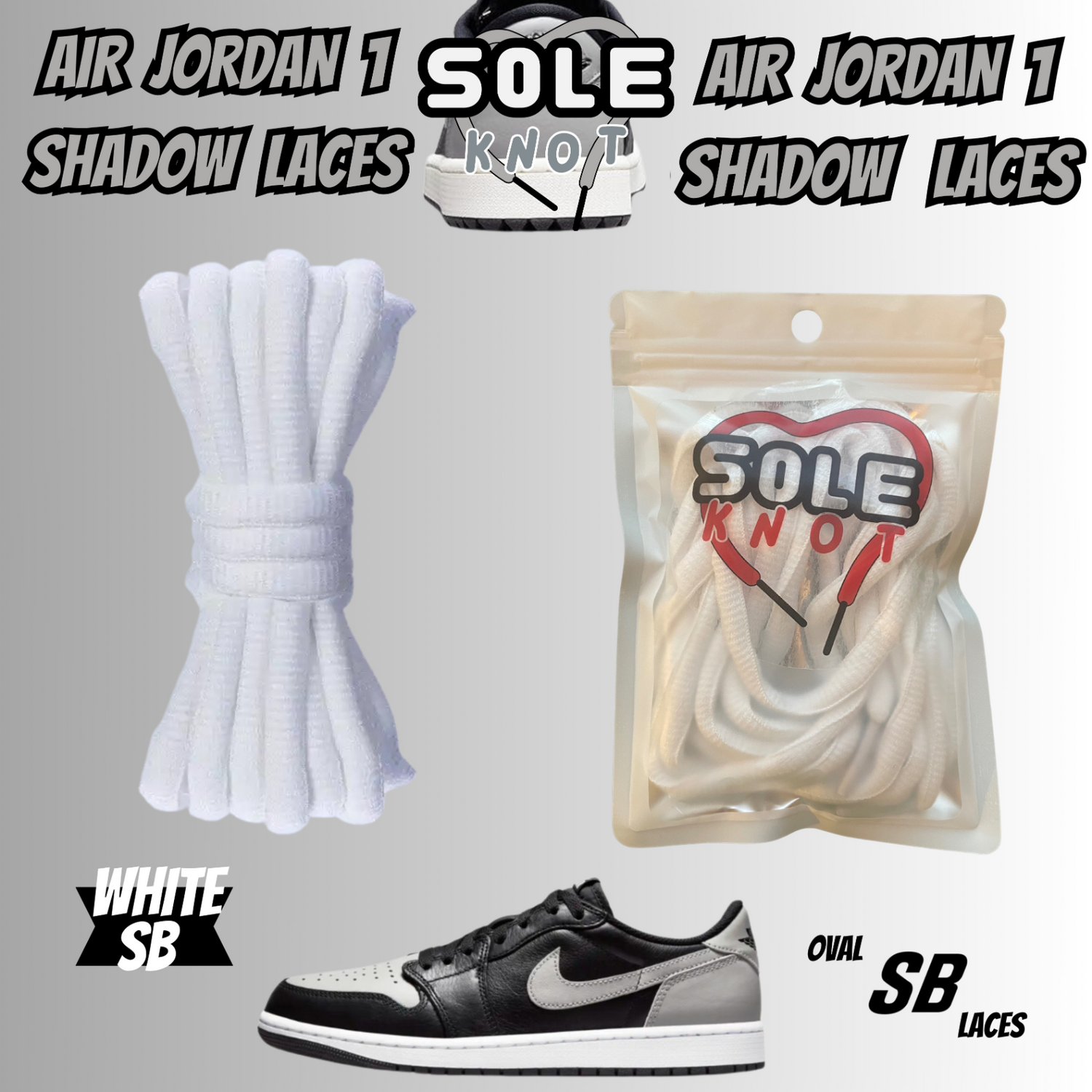 PREMIUM SHOELACES FOR  Air AJ Jordan 1 SHADOW