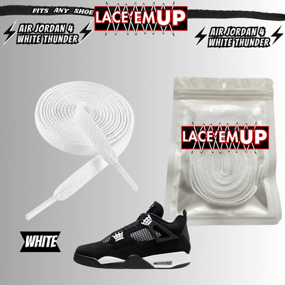 PREMIUM Shoe Laces REPLACEMENT FOR AIR JORDAN 4 THUNDER WHITE LIGHTNING