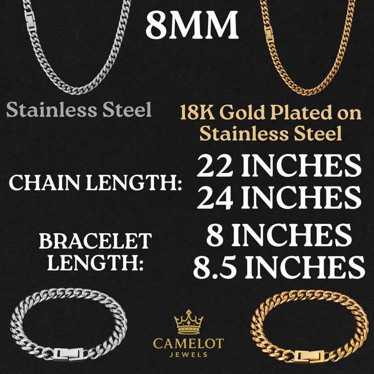 18K Gold Plated Stainless Steel Miami Cuban Curb Link Necklace Chain Men Women