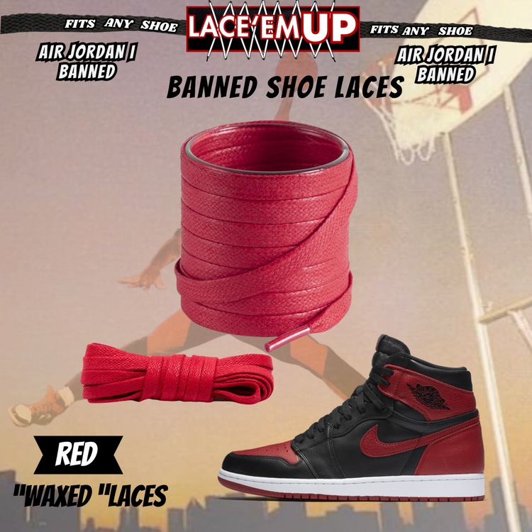 "Banned" Flat Shoe Laces replacement for jordan 1  OG BLACK TOE LACES