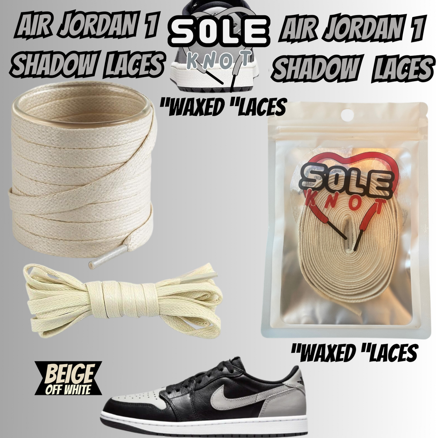 PREMIUM SHOELACES FOR  Air AJ Jordan 1 SHADOW